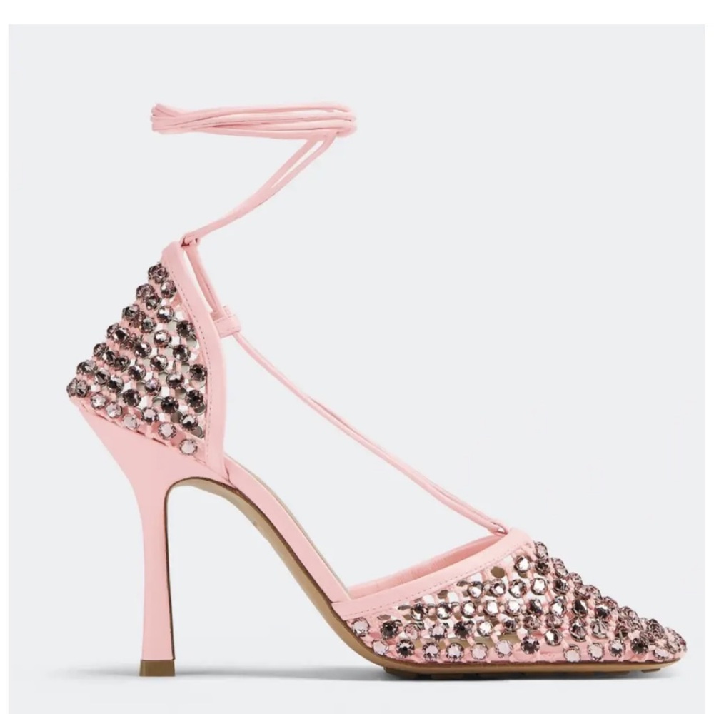 BOTTEGA VENETA Stretch Sandal Web Sparkle Camellia Size 39 - Picture 4 of 16